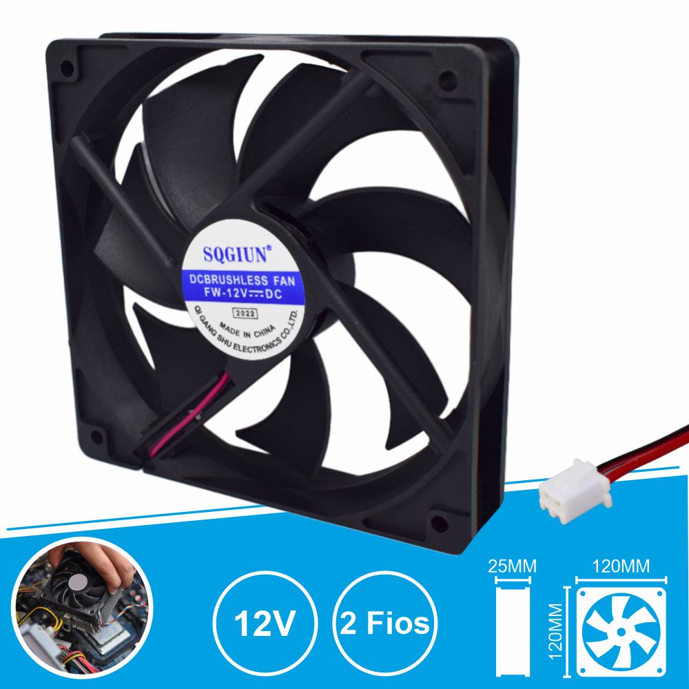 VENTILADOR  12V 120x120x25mm 2 Fios