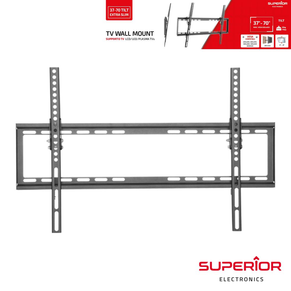 Suporte LCD 37/70" 40Kgs - Vesa 600/400 C/ inclinação 8º
