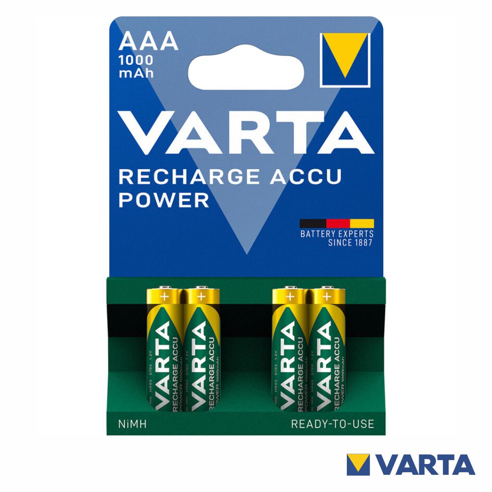Pilha Recarregável R03 AAA 1000mAh  Varta (Blister 4)