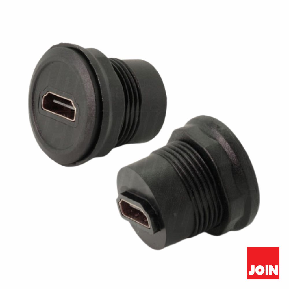 Ficha de Painel HDMI Fêmea / HDMI Fêmea c/ rosca