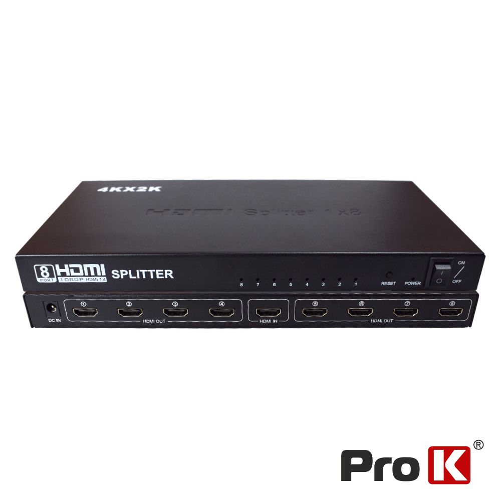 Distribuidor Hdmi Amplificado 1 Entrada 8 Saídas 4K PROK