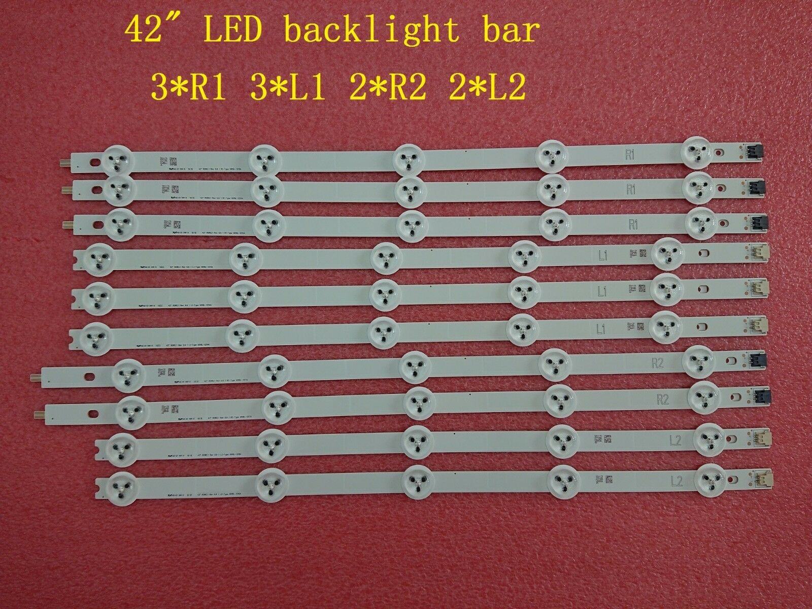 KIT BARRAS DE LED LD420DUE-SFR 16916L-1214A 6916L-1215A  6916L-1216A 6916L-1217A 6916L-1338A 1385A. Composto por: 2xL2,2xR2,3xL1,3xR1