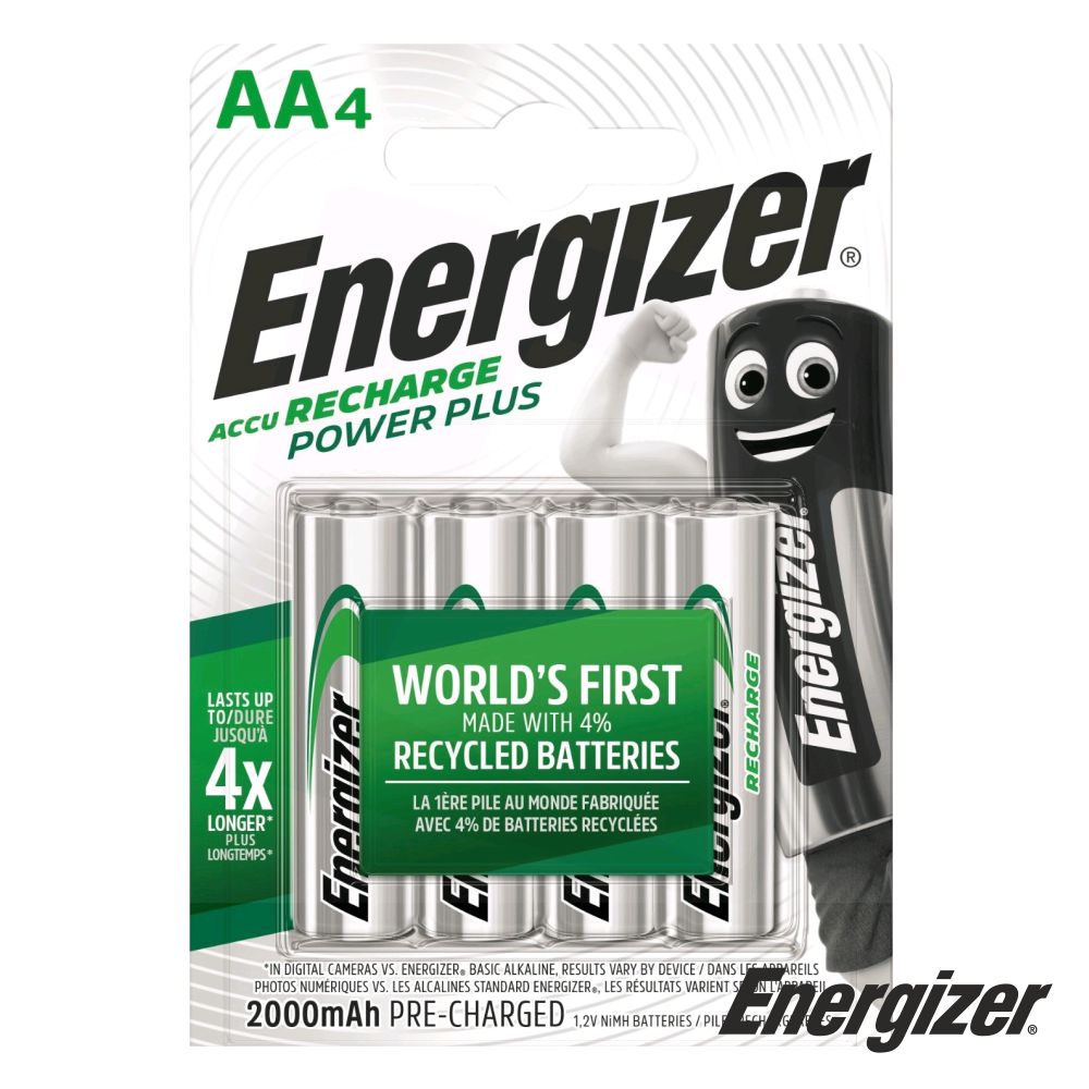 PILHA RECARREGÁVEL R6 AA 1.2V 2000MA 4 UNIDADES POWER PLUS ENERGIZER