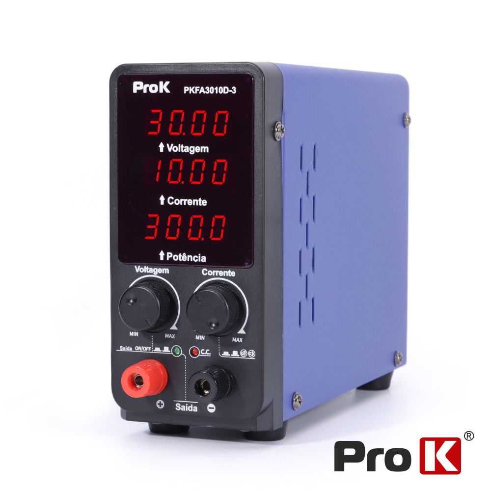 Fonte Alimentação Digital  300W 0-30V 0-10A ProK FA3010D-3