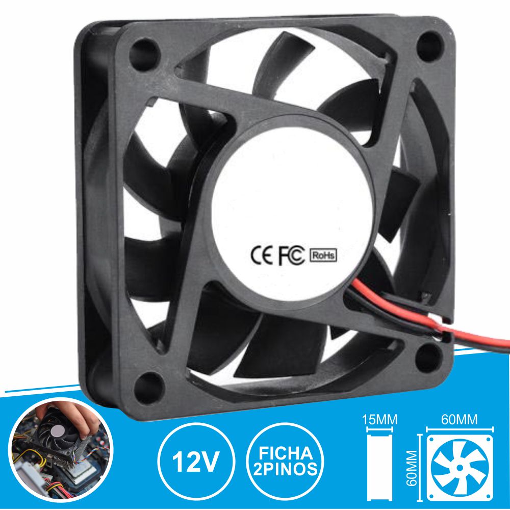 VENTILADOR  12V 60x60x15mm  2 Fios