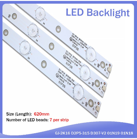 Kit 3 Barras LED 7 led´s GJ-2K16 GEMINI-315 D307-V1.1