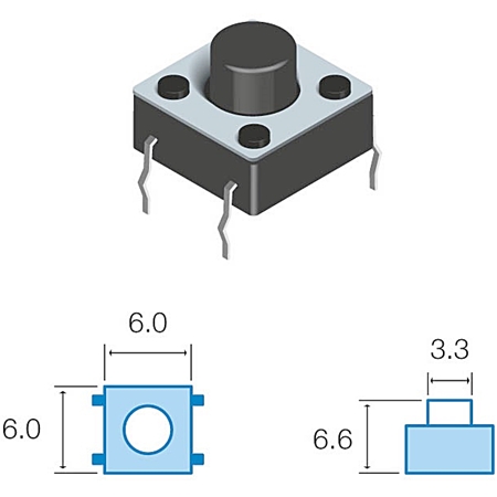 Pulsador DC 6,6mm – 12V – 50mA