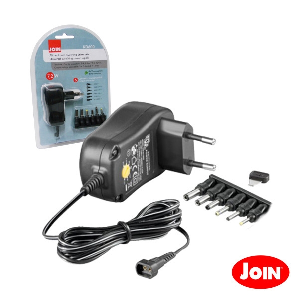 Alimentador Universal Regulável 3-4.5-5-6-7.5-9-12V DC 600mA Join KD600
