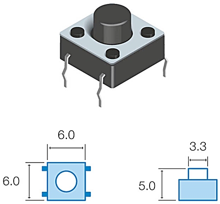 Pulsador DC 5mm – 12V – 50mA
