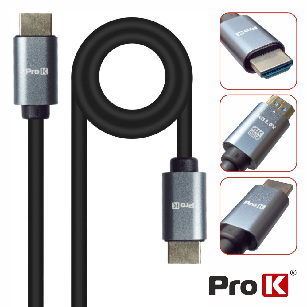 Cabo HDMI 2.0 UHD 4K Macho / Macho 10m ProK
