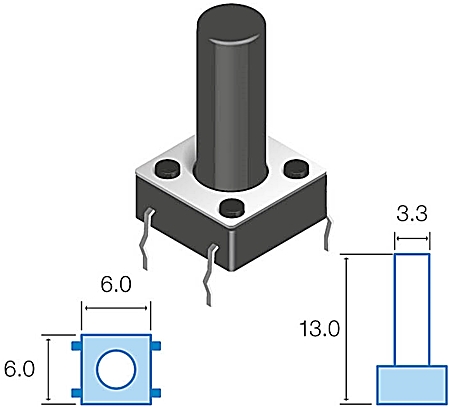 Pulsador DC 12,5mm - 12V - 50mA