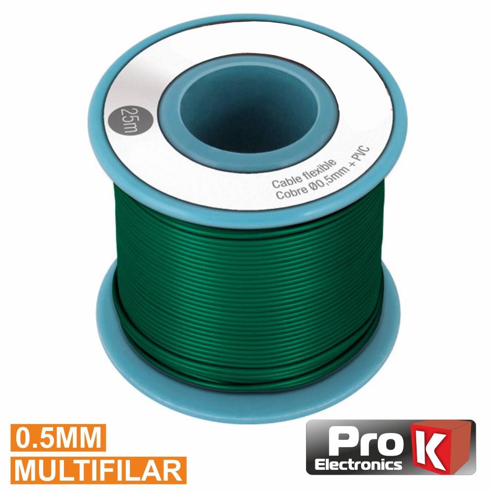 Cabo Multifilar Verde 0.5mm Rolo 25m PROK