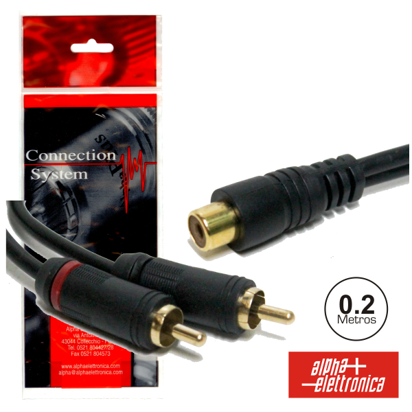 Cabo RCA Fêm. / 2x RCA Macho  0,20mt