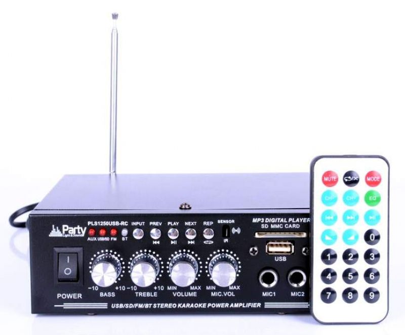 AMPLIFICADOR 2 x25W KARAOKE usb / bluetooth / FM Preto