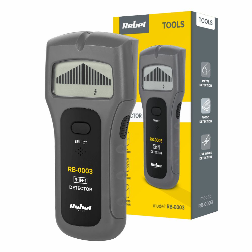 Detector de metais, fios e madeira Rebel RB-0003