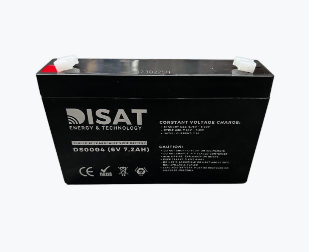 Bateria de Chumbo 6V 7.2Ah DISAT 150x34x92mm - Terminal F1