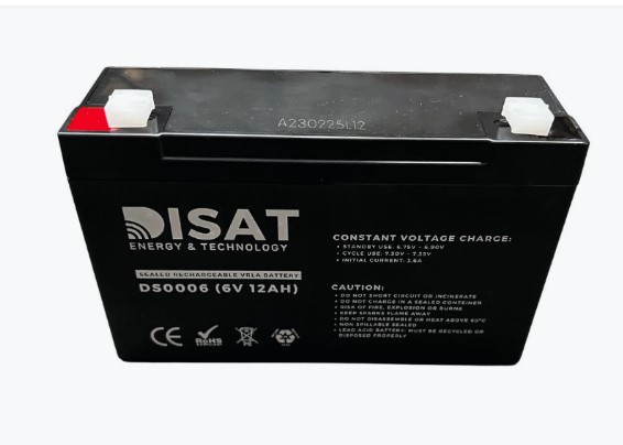 Bateria de Chumbo 6V 12Ah DISAT 150x49x93mm - Terminal F1