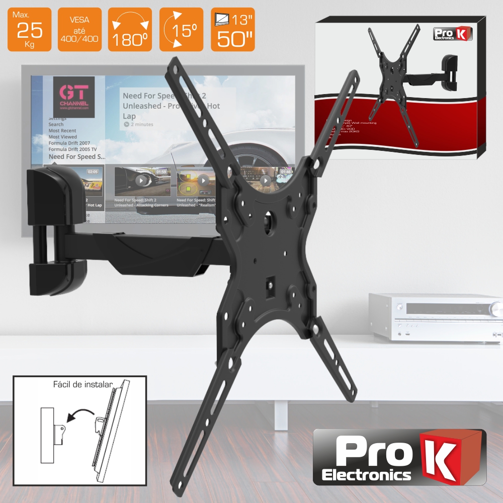 SUPORTE LCD 13-50" - 25Kg  1 BRACO  VESA 400/400