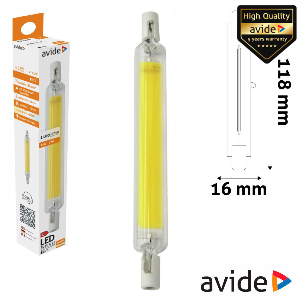 Lâmpada R7s 13W 230V LED 118mm 4000k 1100lm
