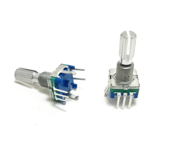 Potênciometro c/ Interruptor - 5 Pinos - Encoder EC11 - Veio Estriado 20mm