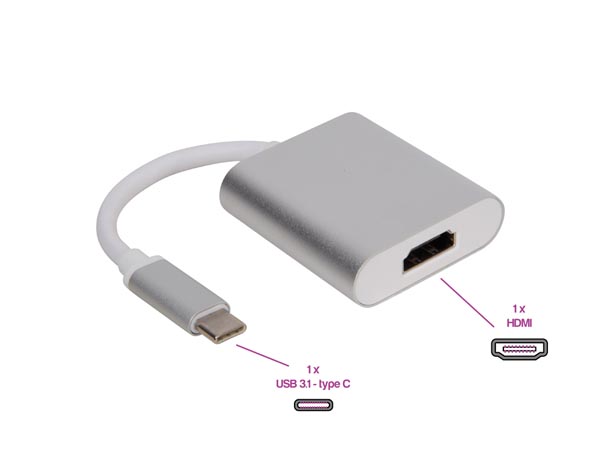 Adaptador USB-C 3.1 Macho / HDMI Femea 20cm