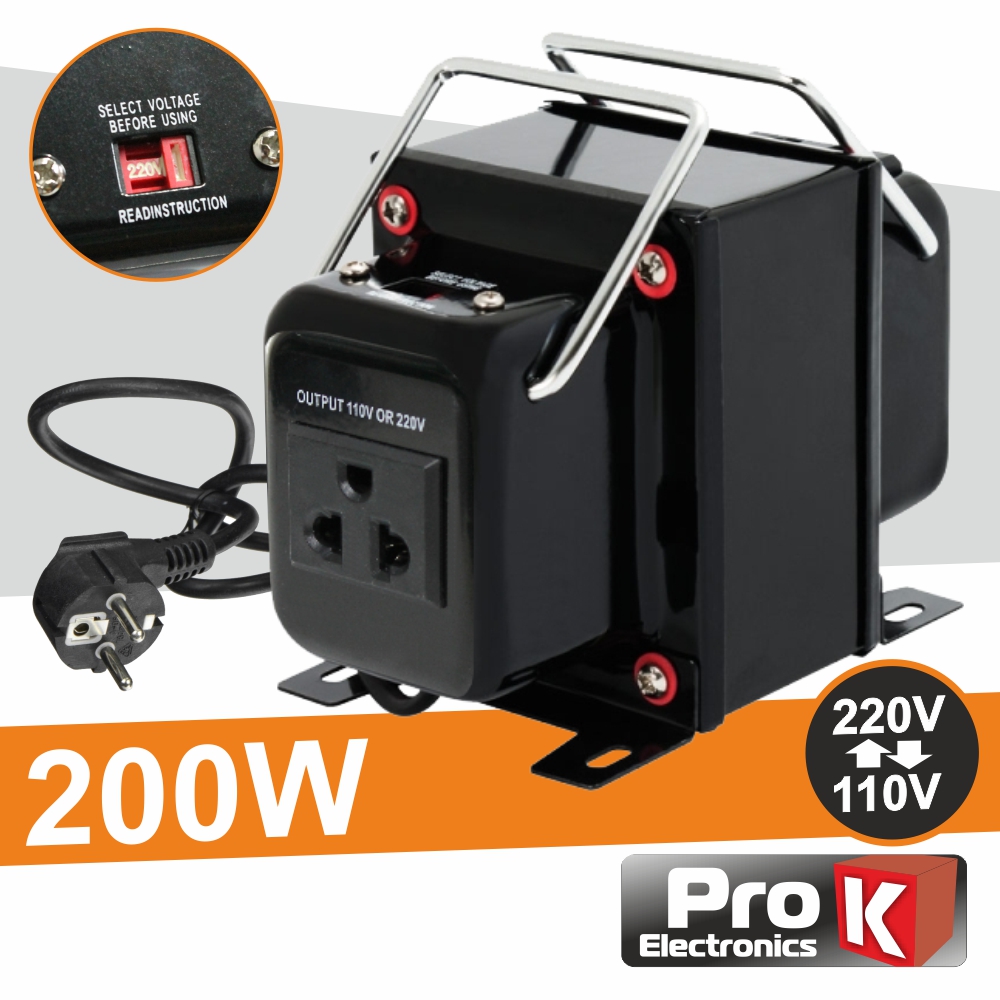 Autotransformador 110V-220V / 220V-110V 200W PROK