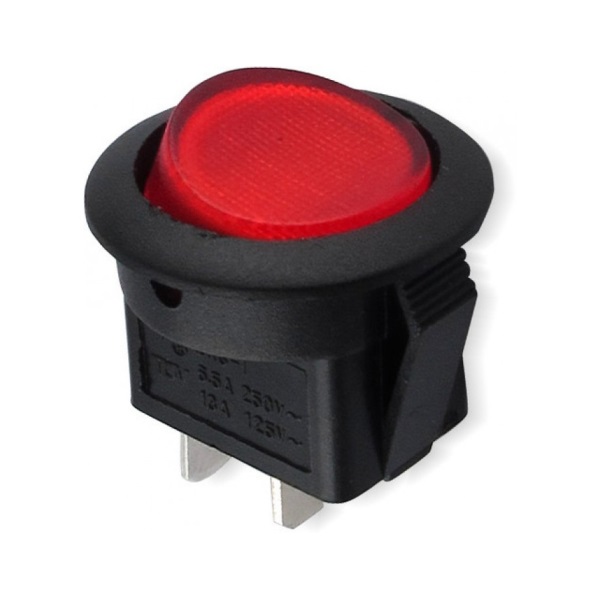 Interruptor basculante c/ luz Redondo 6A 1/0 Vermelho