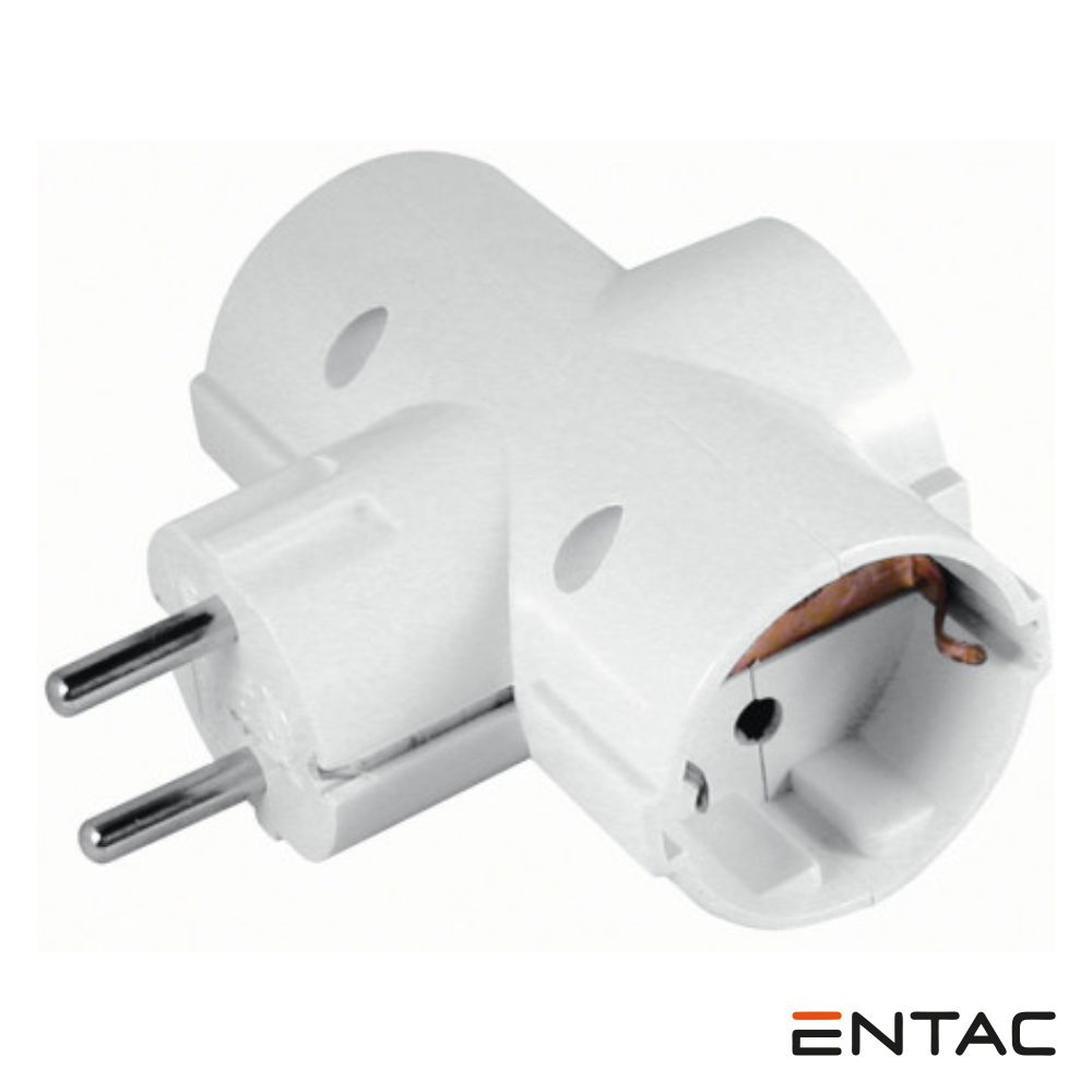 Adaptador Schuko Macho / 3xSchuko Fêmea