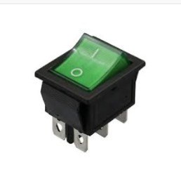 Interruptor Basculante 2 Circuitos 10A 250V Verde Luminoso