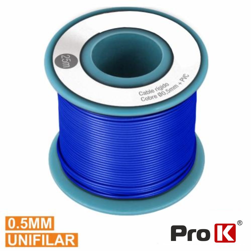 Cabo Unifilar Azul 0.5mm Rolo 25m PROK