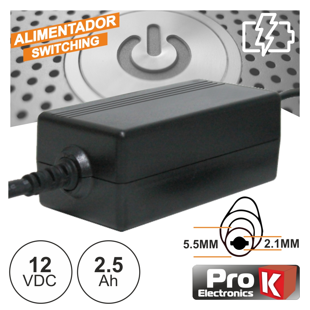 ALIMENTADOR 12V 2.5A  Ficha 5.5x2.1mm