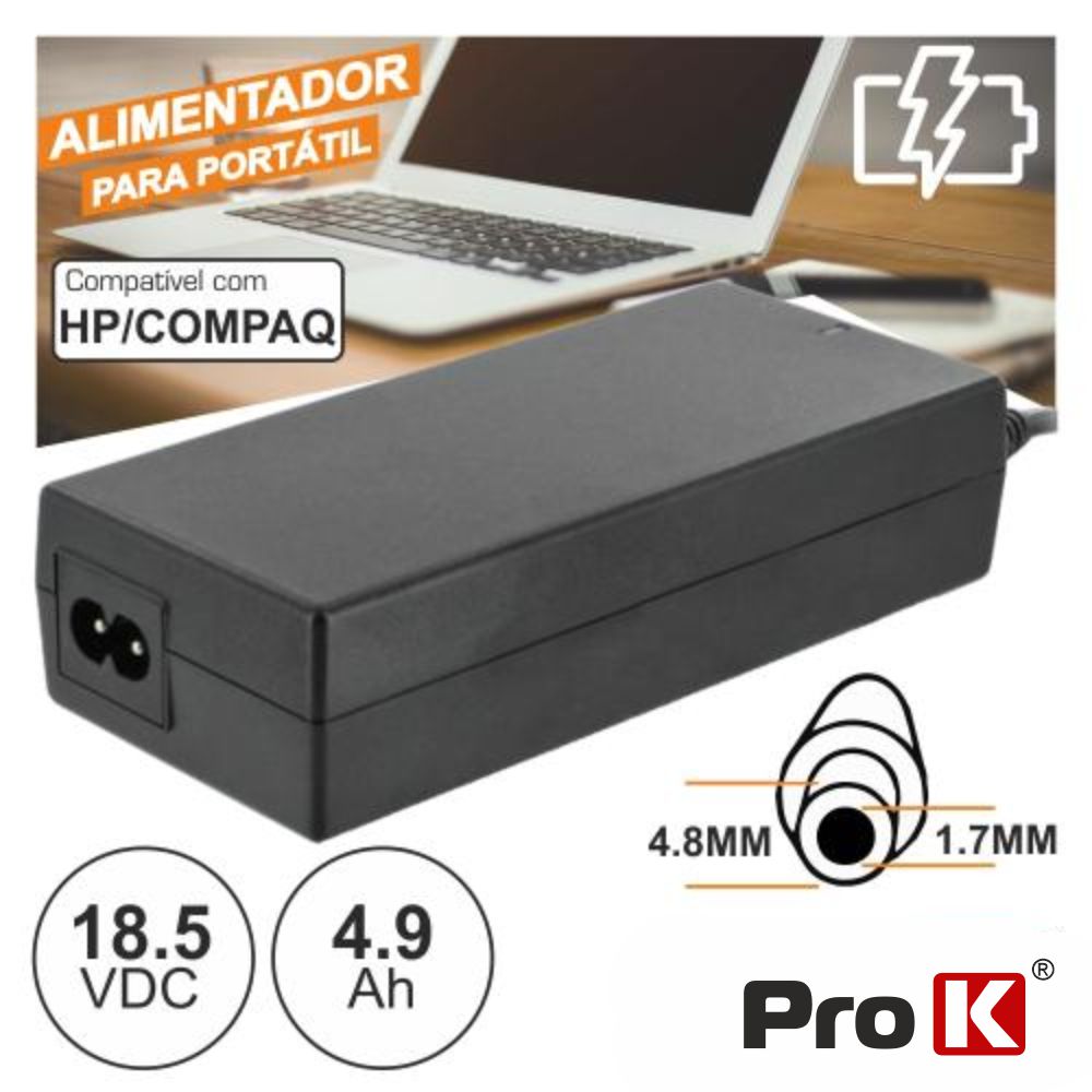 Alimentador AC230V/DC18,5V 4,9A 90W-Fch 4,8x1,7mm p/HP/Comp.