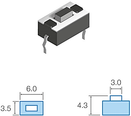 Pulsador DC 4,3mm - 12V - 50mA