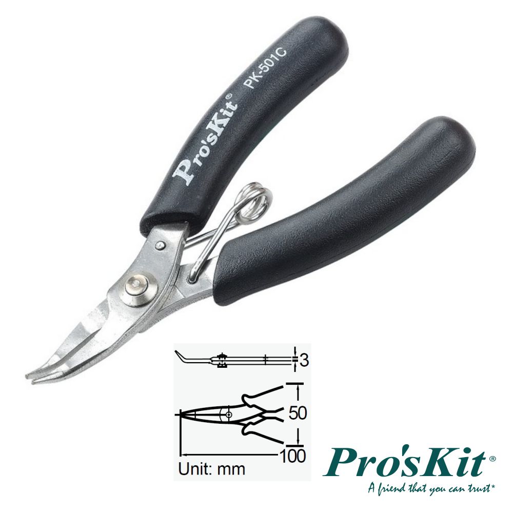 ALICATE DE PONTAS CURVAS MICRO 100mm  1PK-501C PROSKIT