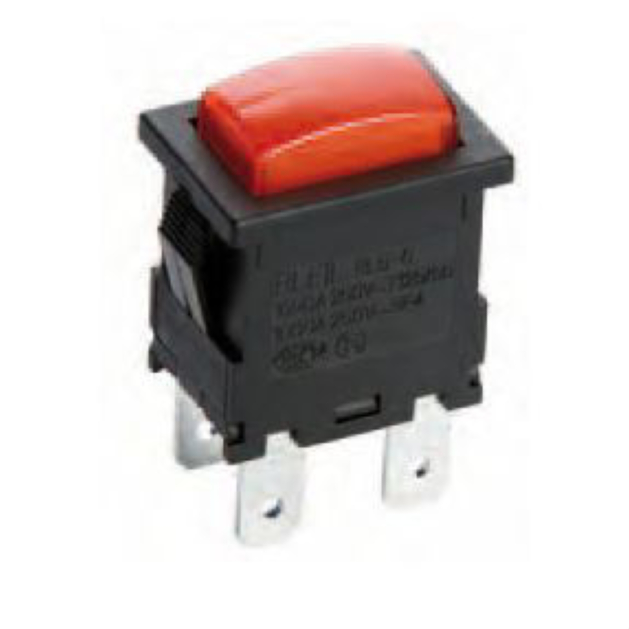Interruptor Pressão 2 Circ  Retangular  21x15mm  16A c/ luz vermelho