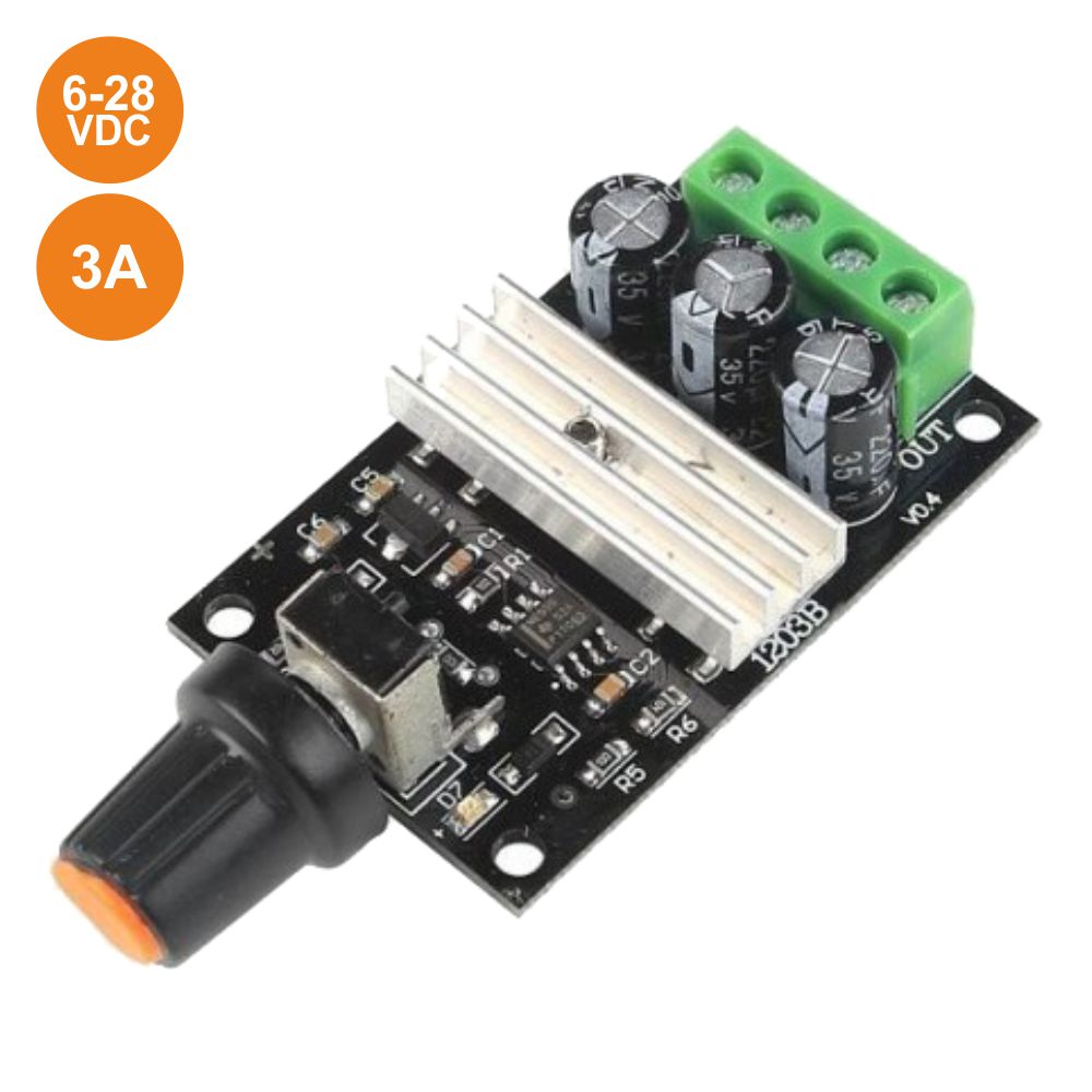 REGULADOR DC P/ MOTORES CONTÍNUOS PWM 6-28V 3A