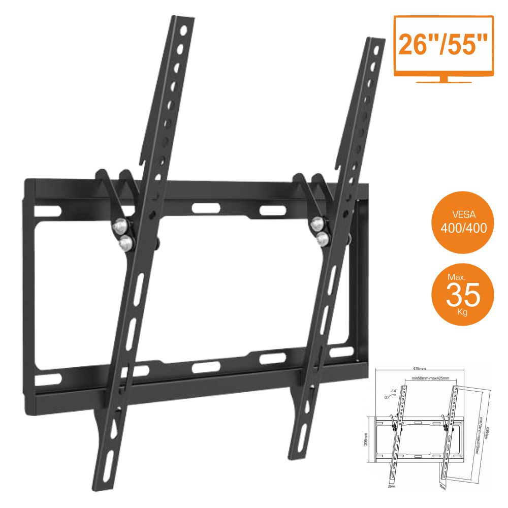 Suporte LCD 26/55"  c/ inclinação  Vesa 400 - 35Kg