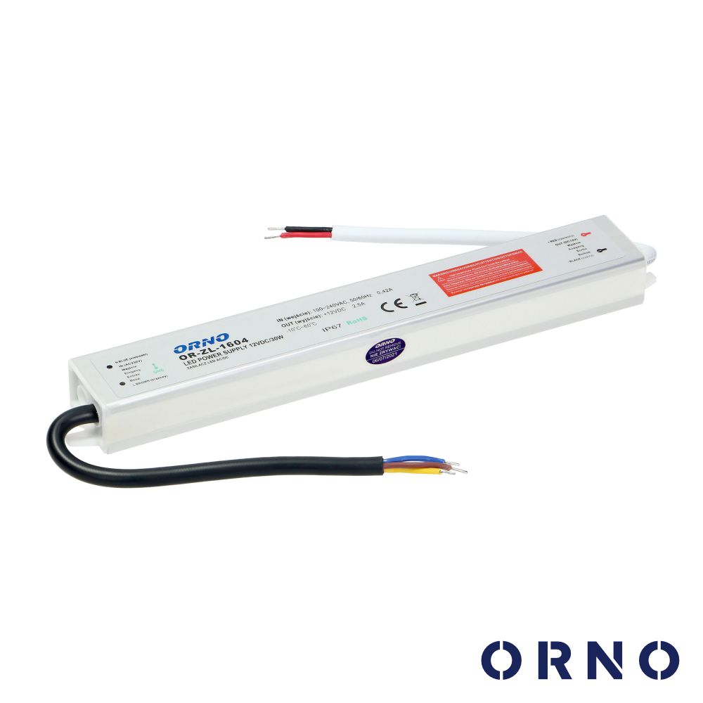 Fonte de Alimentação P/ Fitas LED 12V 30W 2.5A IP67 ORNO