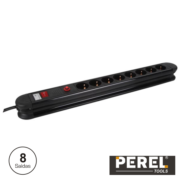 Tomada Elétrica C/ 8 Saídas Interruptor Proteção 1.5m Perel