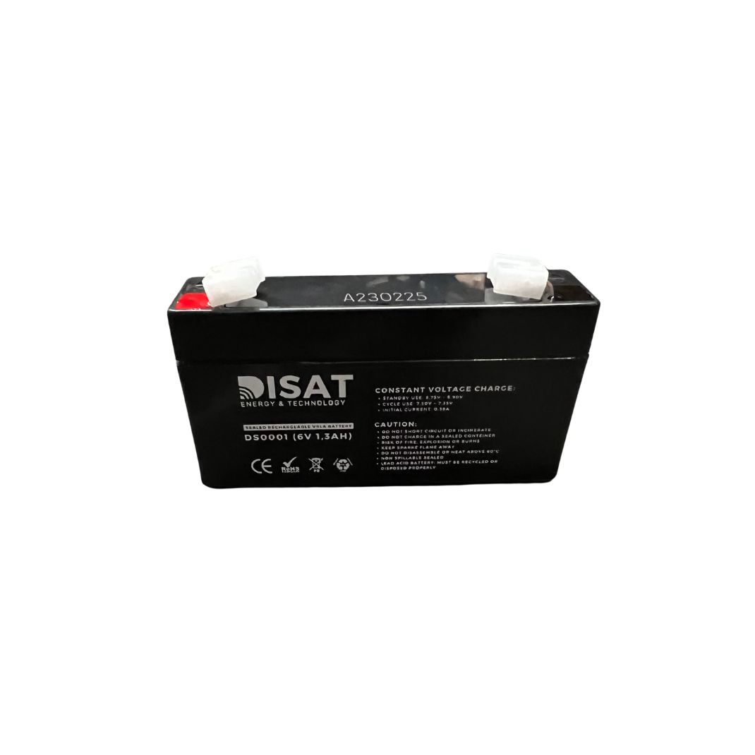 Bateria de chumbo 6V, 1.3AH, F1 (95mm x 29mm x 52mm) DISAT