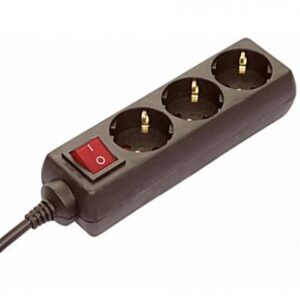 Extensão Eléctrica 3 Vias Shucko 1,5mt c/ Interruptor Preto