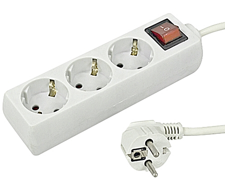 Extensão Eléctrica 3 Vias Shucko 3mt c/ Interruptor