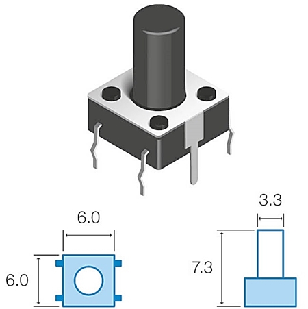 Pulsador DC 7mm - 12V - 50mA