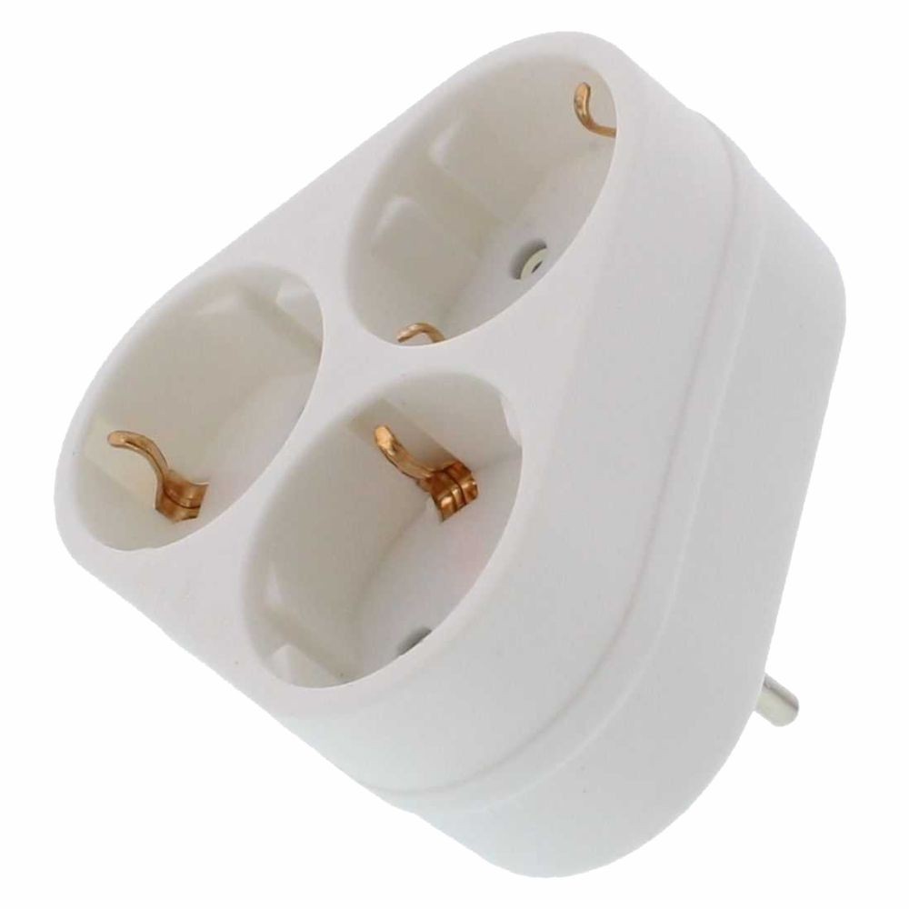 Adaptador Schuko Macho / 3xSchuko  Fêmea Triângulo