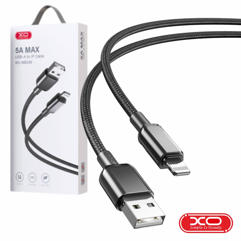 Cabo USB-A Macho / Lightning Macho 5A 1M Preto