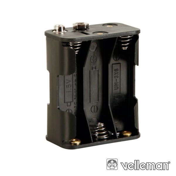 Suporte P/ 6 Pilhas AA C/ Terminais Clip