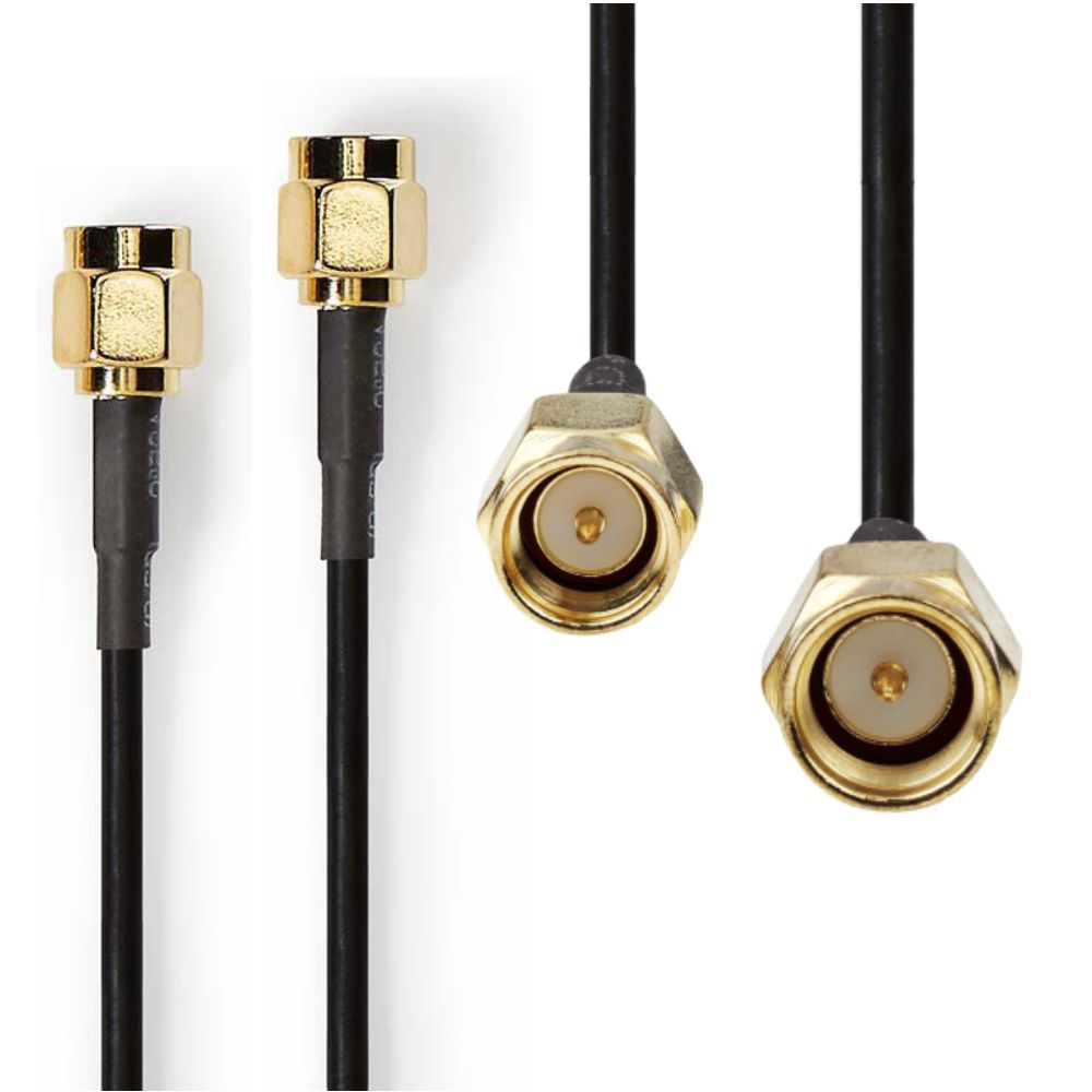CABO DE ANTENA SMA MACHO - SMA MACHO 3.0 M PRETO