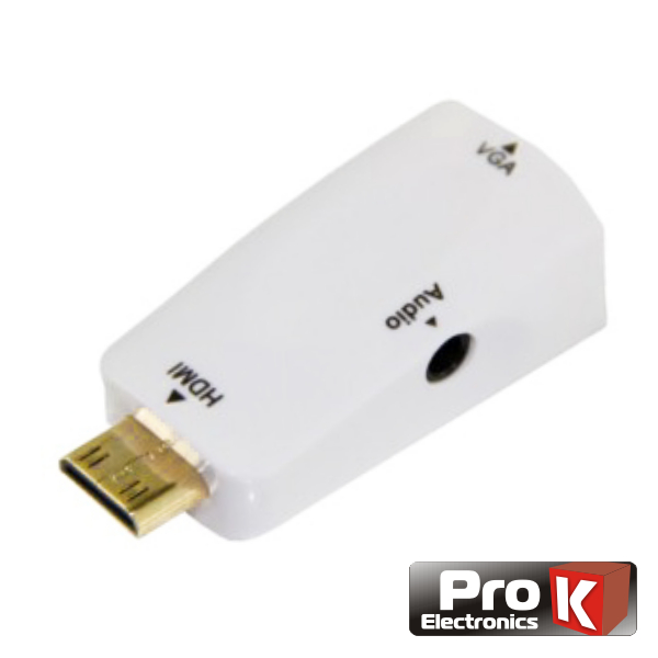 Conversor MINI HDMI para VGA C/ Audio PROK  VGA04
