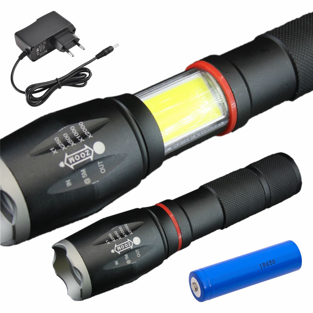 Lanterna 1 Led XPE 10W 5 Niveis c/ Zoom 800lum Recarregavel