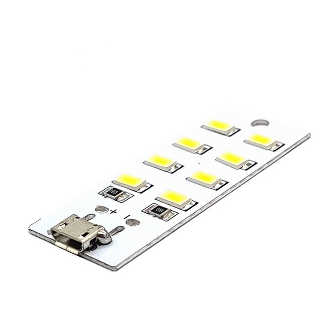 Modulo Iluminação 8 Led´s com  Micro-USB e pontos de soldar 5Vdc Branco Frio